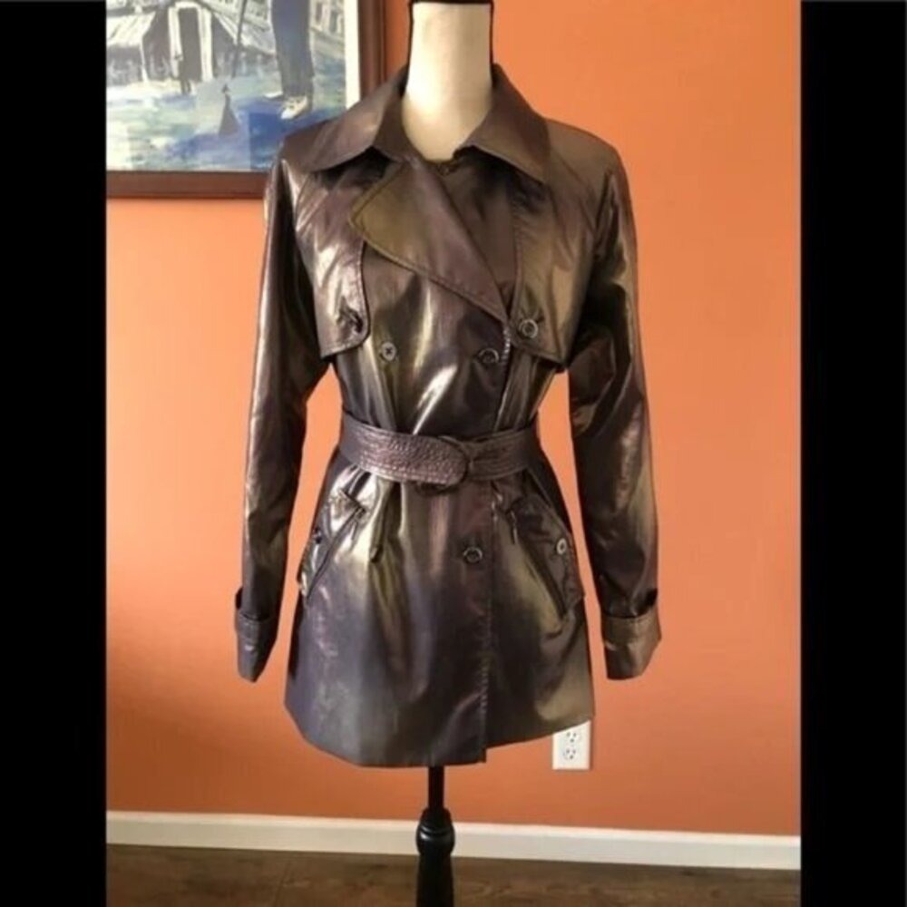 Ellen Tracy Metallic Brown Trench Coat